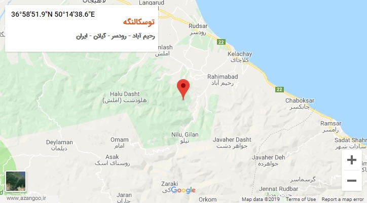 روستای توسکالنگه بر روی نقشه