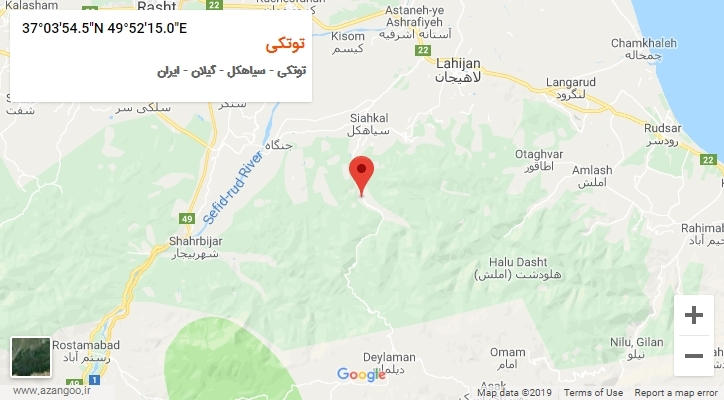 روستای توتکی بر روی نقشه