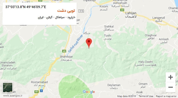 روستای تویی دشت بر روی نقشه