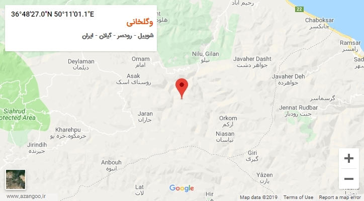 روستای وگلخانی بر روی نقشه