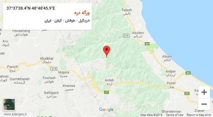 روستای ورگه دره بر روی نقشه