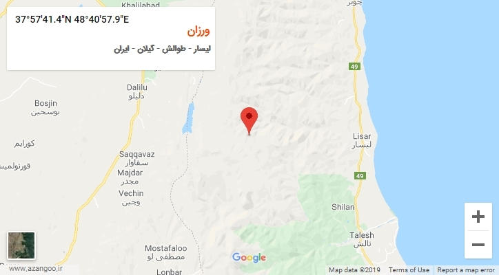 روستای ورزان بر روی نقشه