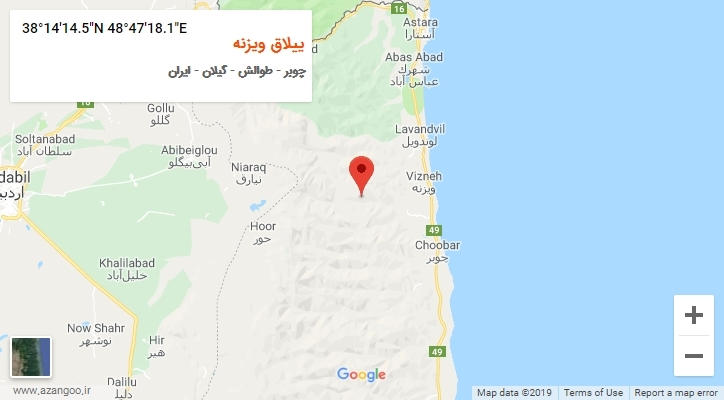 روستای ییلاق ویزنه بر روی نقشه