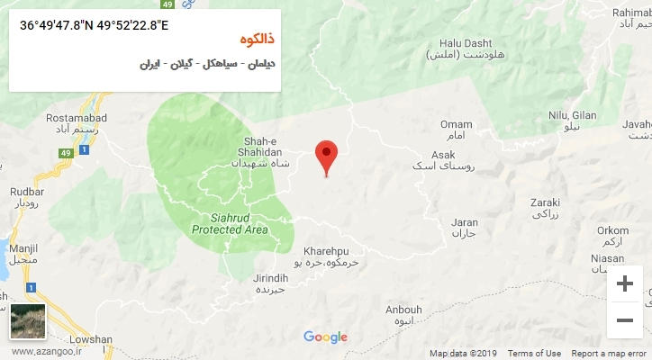 روستای ذالکوه بر روی نقشه