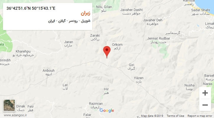 روستای زبران بر روی نقشه