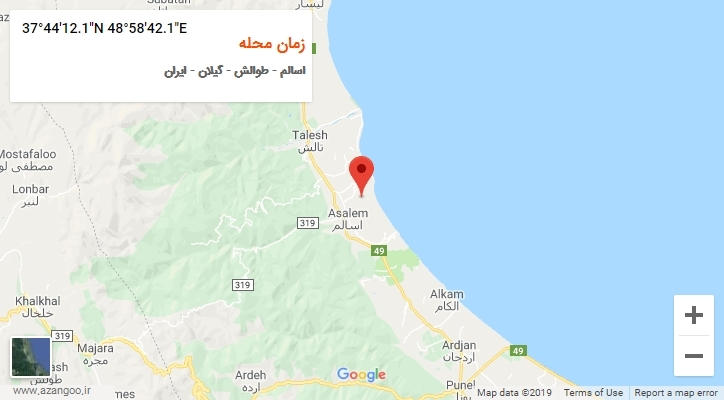 روستای زمان محله بر روی نقشه