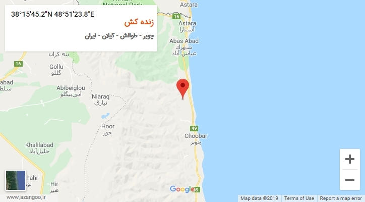 روستای زنده کش بر روی نقشه