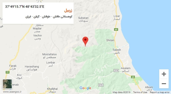 روستای زربیل بر روی نقشه