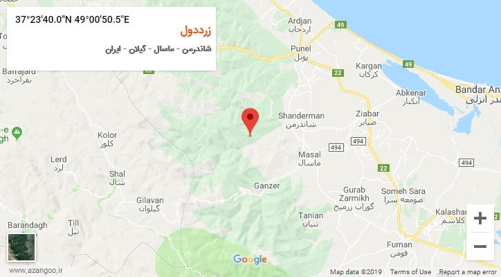 روستای زرددول بر روی نقشه