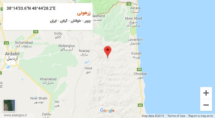 روستای زرهونی بر روی نقشه