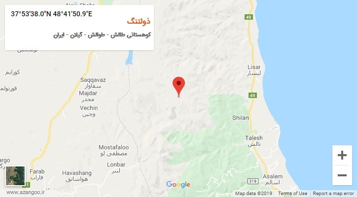 روستای ذولتنگ بر روی نقشه