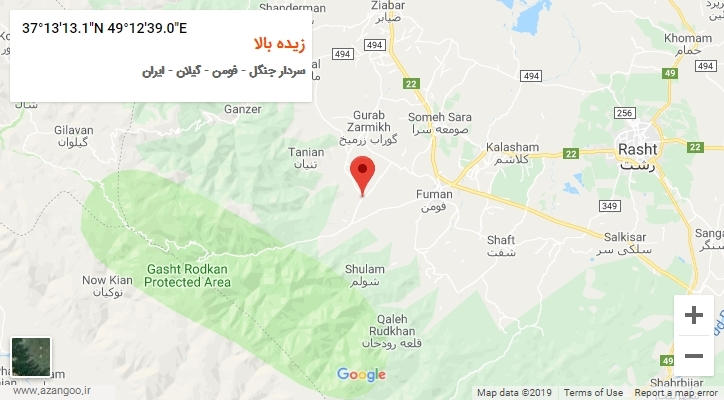 روستای زیده بالا بر روی نقشه
