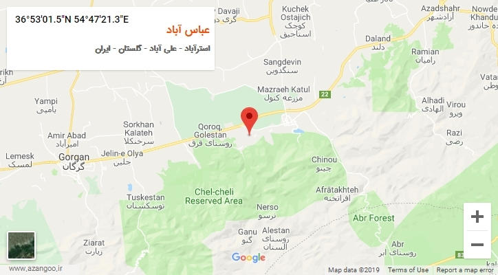 روستای عباس آباد بر روی نقشه