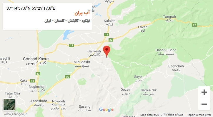 روستای آب پران بر روی نقشه