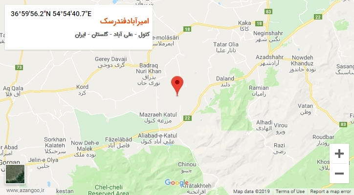 روستای امیرآبادفندرسک بر روی نقشه