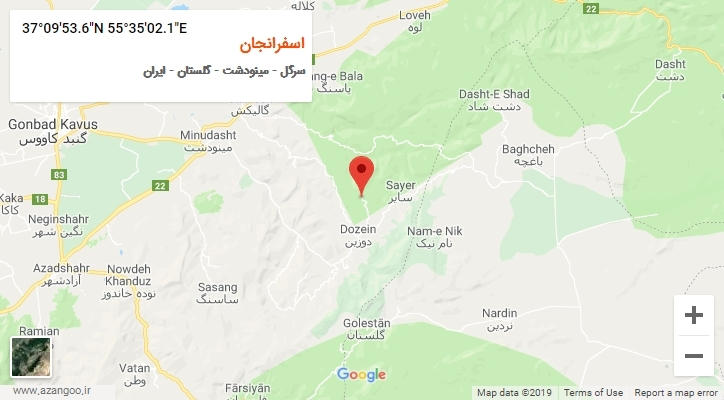 روستای اسفرانجان بر روی نقشه