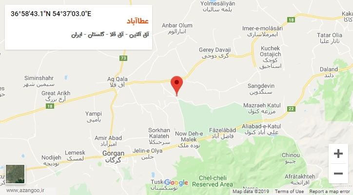 روستای عطاآباد بر روی نقشه