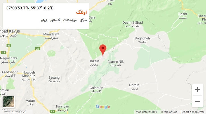 روستای اولنگ بر روی نقشه