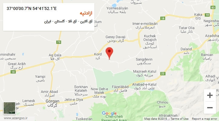 روستای ازادتپه بر روی نقشه