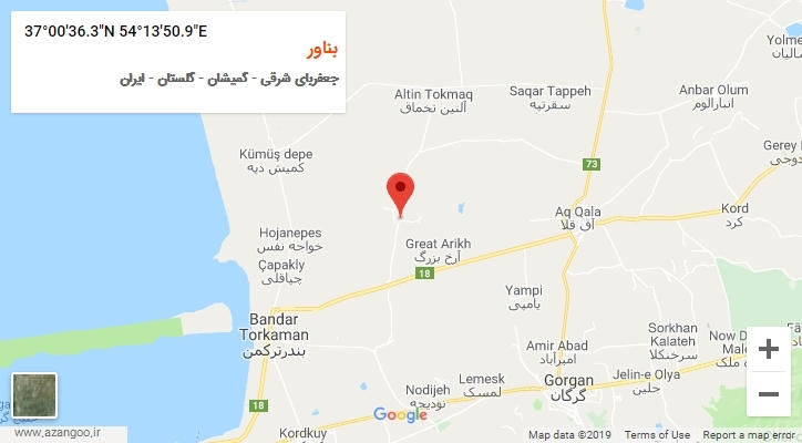 روستای بناور بر روی نقشه