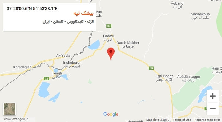 روستای بیشک تپه بر روی نقشه