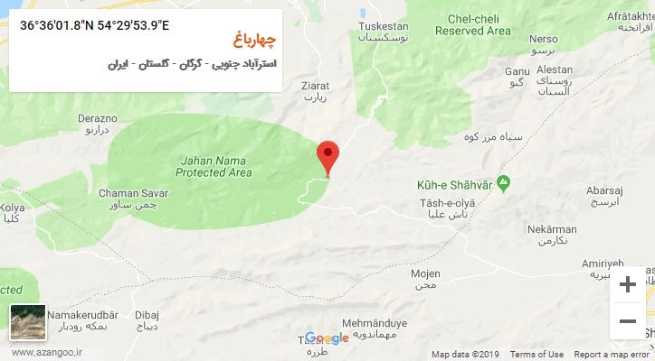 روستای چهارباغ بر روی نقشه