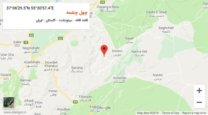 روستای چهل چشمه بر روی نقشه