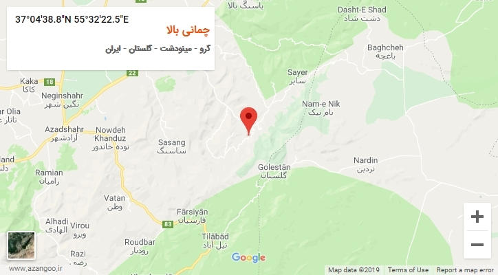 روستای چمانی بالا بر روی نقشه
