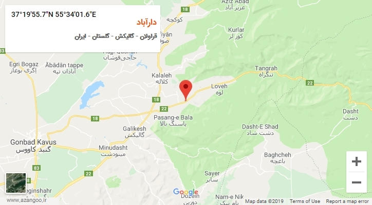 روستای دارآباد بر روی نقشه