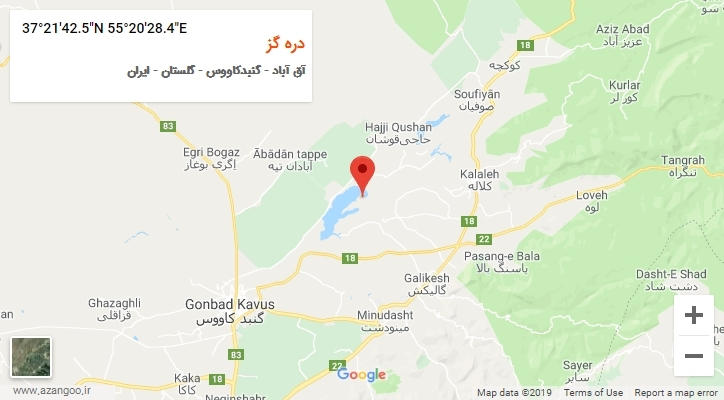 روستای دره گز بر روی نقشه