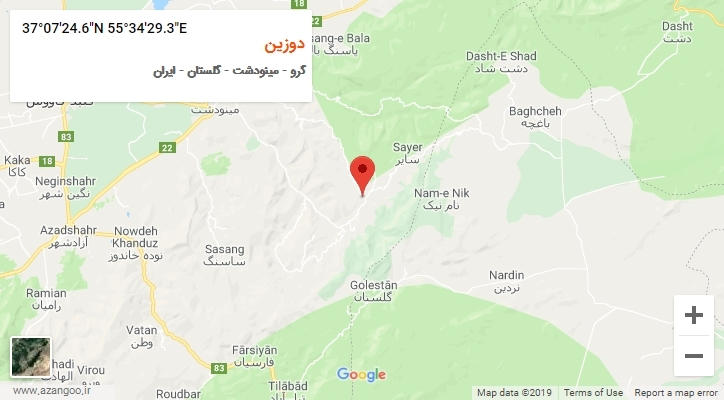 روستای دوزین بر روی نقشه