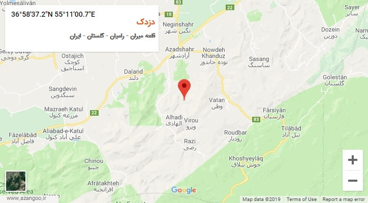 روستای دزدک بر روی نقشه