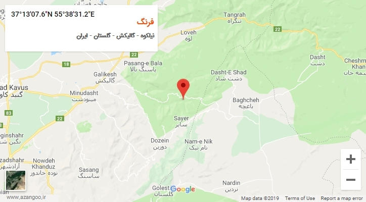 روستای فرنگ بر روی نقشه