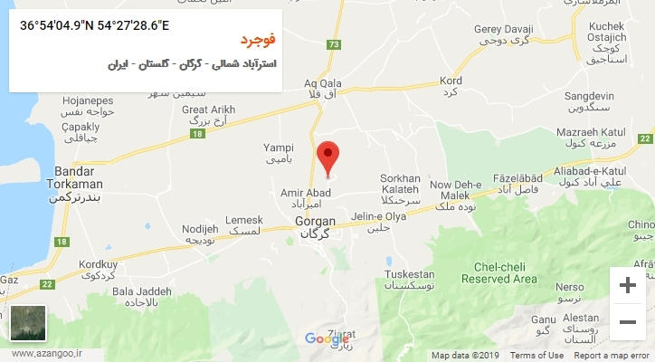 روستای فوجرد بر روی نقشه