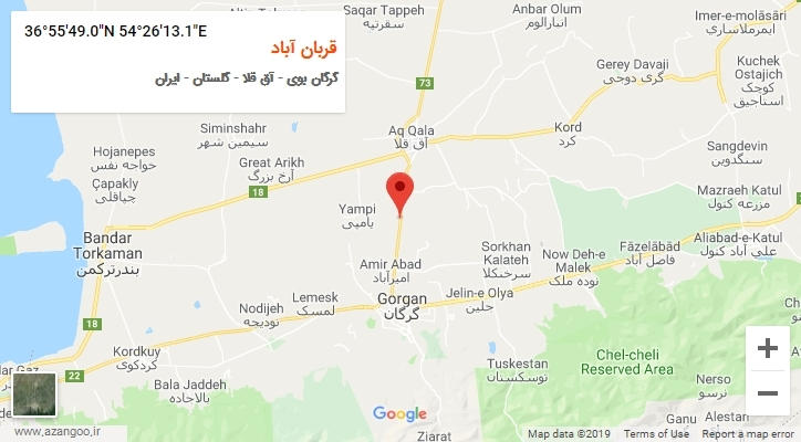 روستای قربان آباد بر روی نقشه