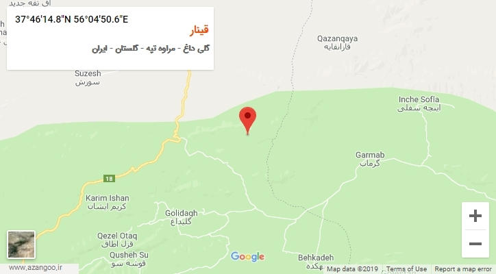 روستای قینار بر روی نقشه