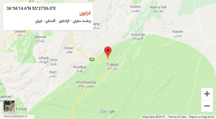 روستای غزنوی بر روی نقشه