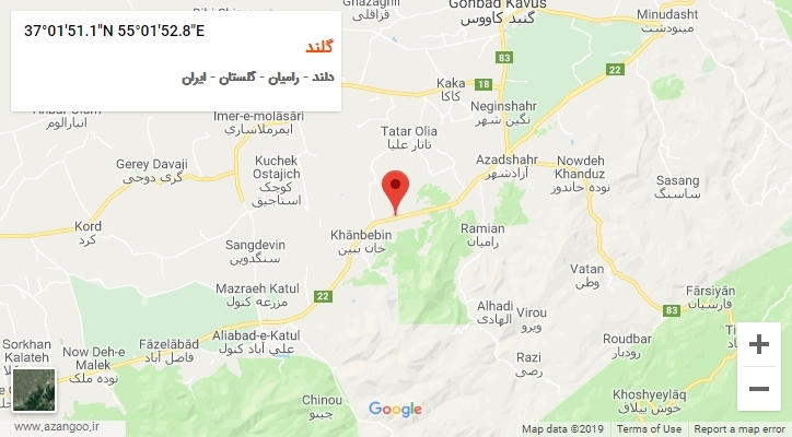روستای گلند بر روی نقشه