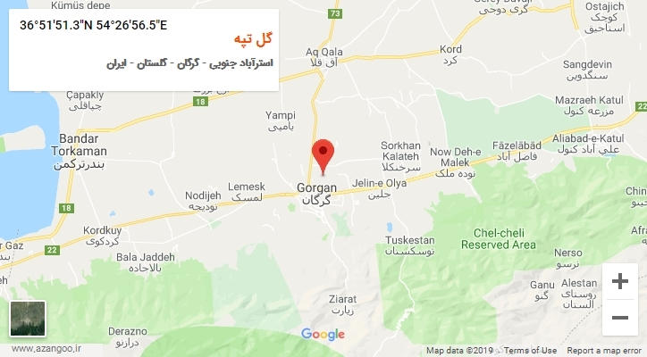 روستای گل تپه بر روی نقشه