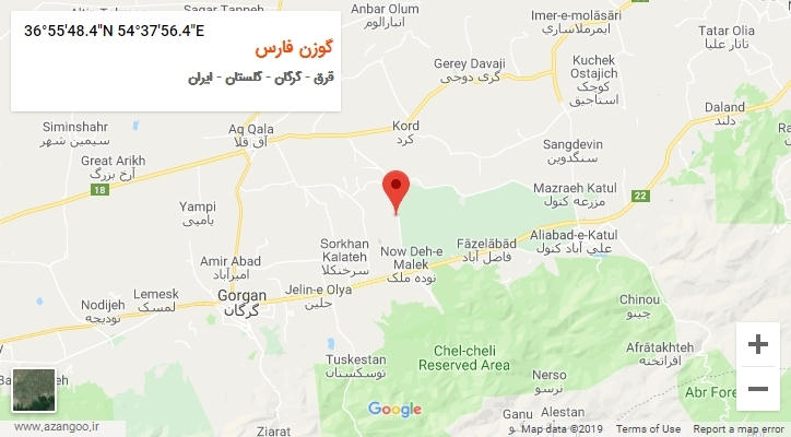 روستای گوزن فارس بر روی نقشه