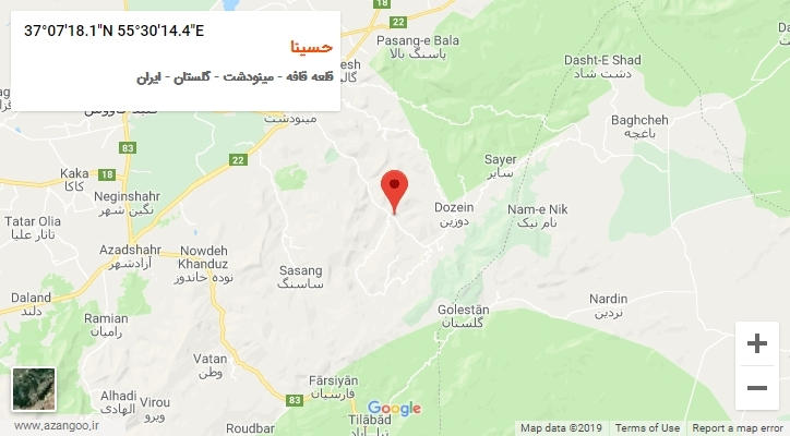 روستای حسینا بر روی نقشه