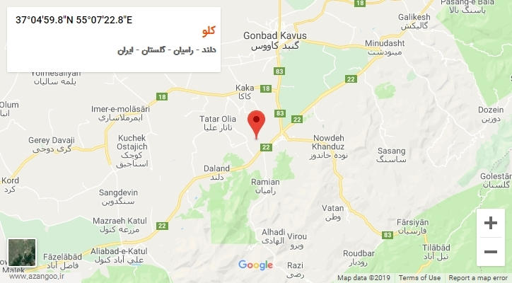 روستای کلو بر روی نقشه