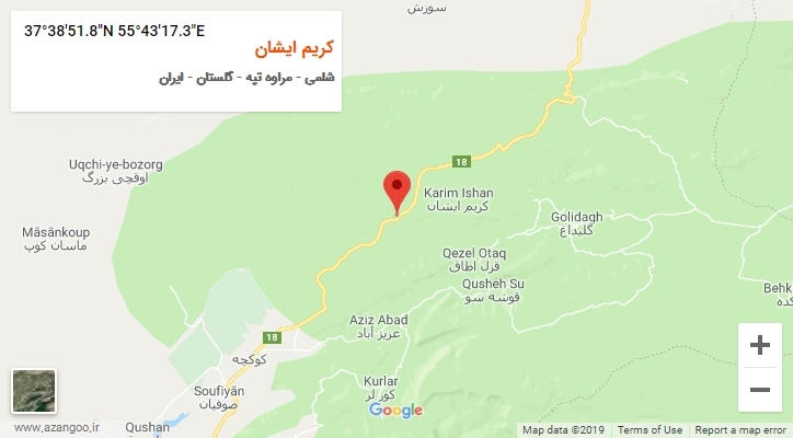 روستای کریم ایشان بر روی نقشه