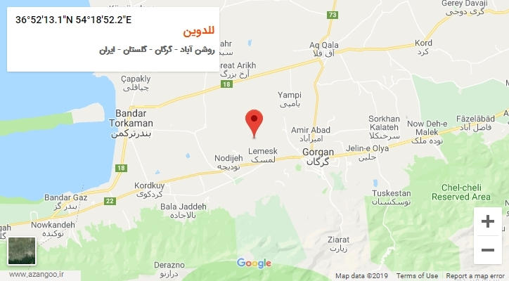 روستای للدوین بر روی نقشه