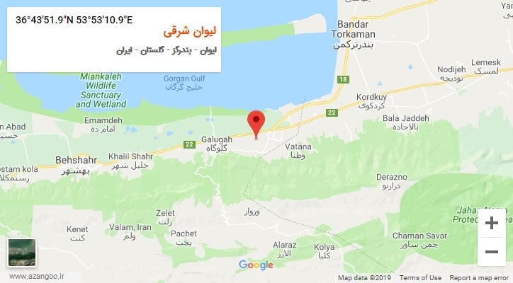 روستای لیوان شرقی بر روی نقشه