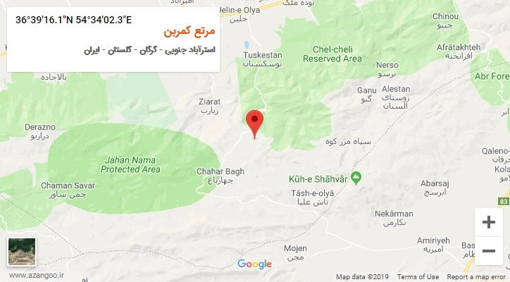 روستای مرتع کمربن بر روی نقشه
