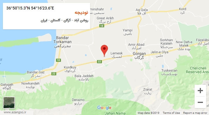 روستای نودیجه بر روی نقشه