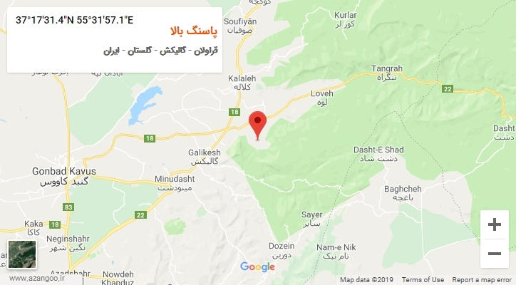 روستای پاسنگ بالا بر روی نقشه