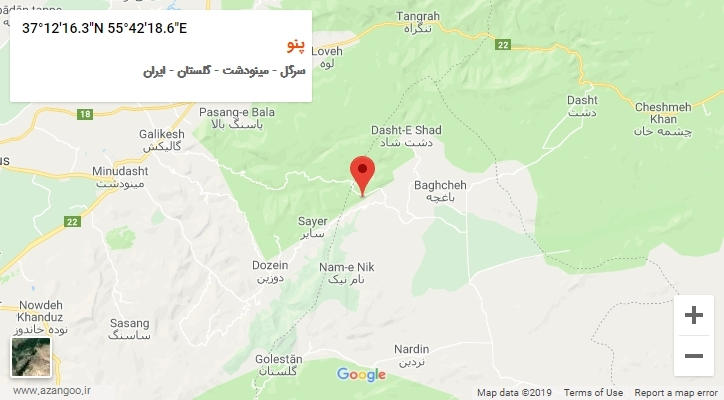 روستای پنو بر روی نقشه