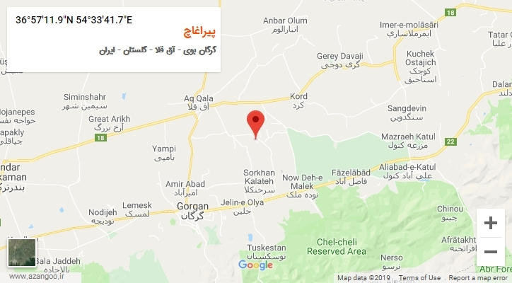 روستای پیراغاچ بر روی نقشه